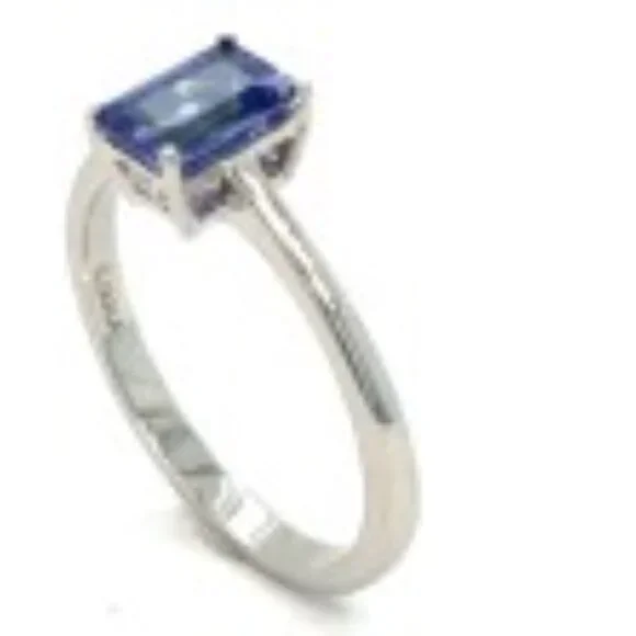 18k Tanzanite Vibrant Bue Lavender Solitaire Engagement White Gold Ring - Picture 2 of 7